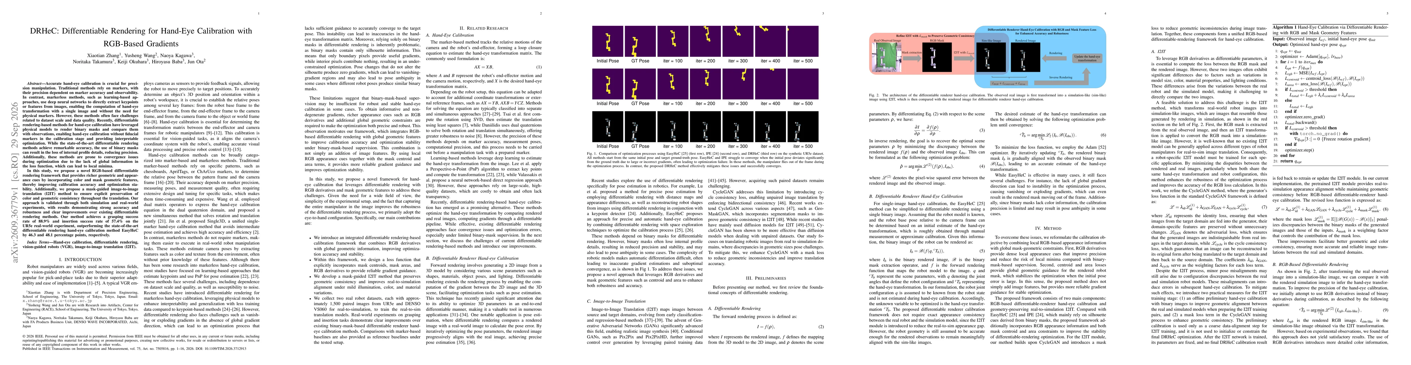Thumbnail for DRHeC: Differentiable Rendering for Hand-Eye Calibration with RGB-Based Gradients