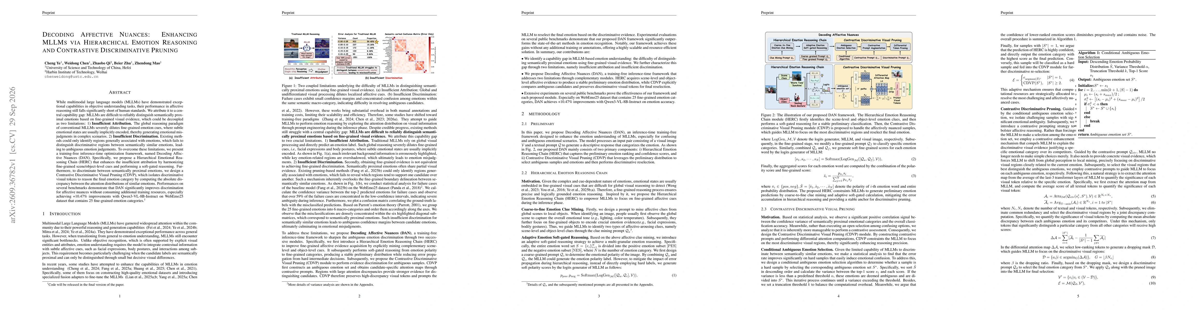 Thumbnail for Decoding Affective Nuances: Enhancing MLLMs via Hierarchical Emotion Reasoning and Contrastive Discriminative Pruning