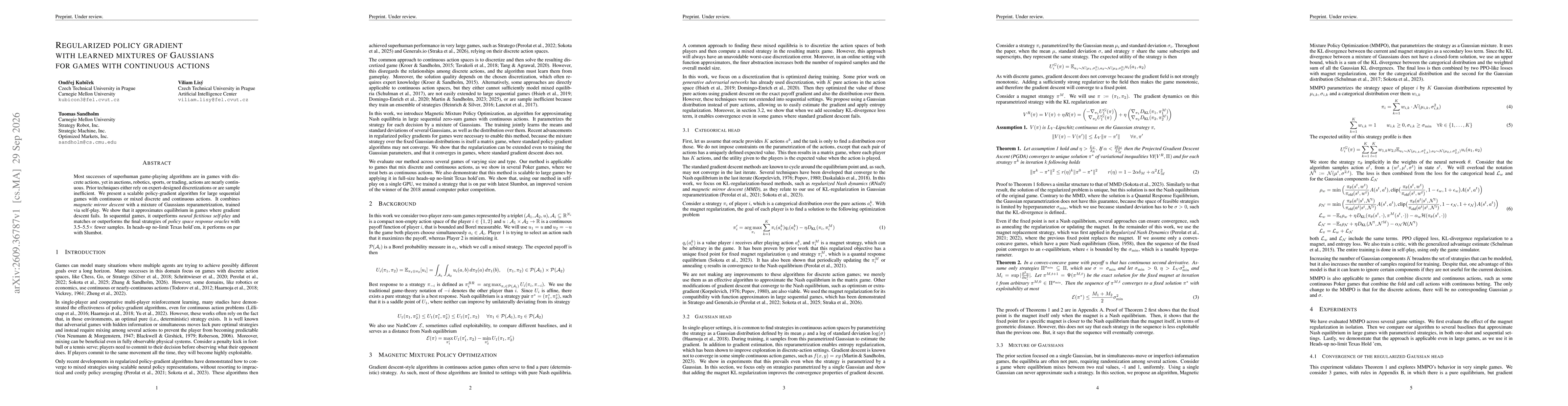 Thumbnail for Regularized policy gradient with learned mixtures of Gaussians for games with continuous actions