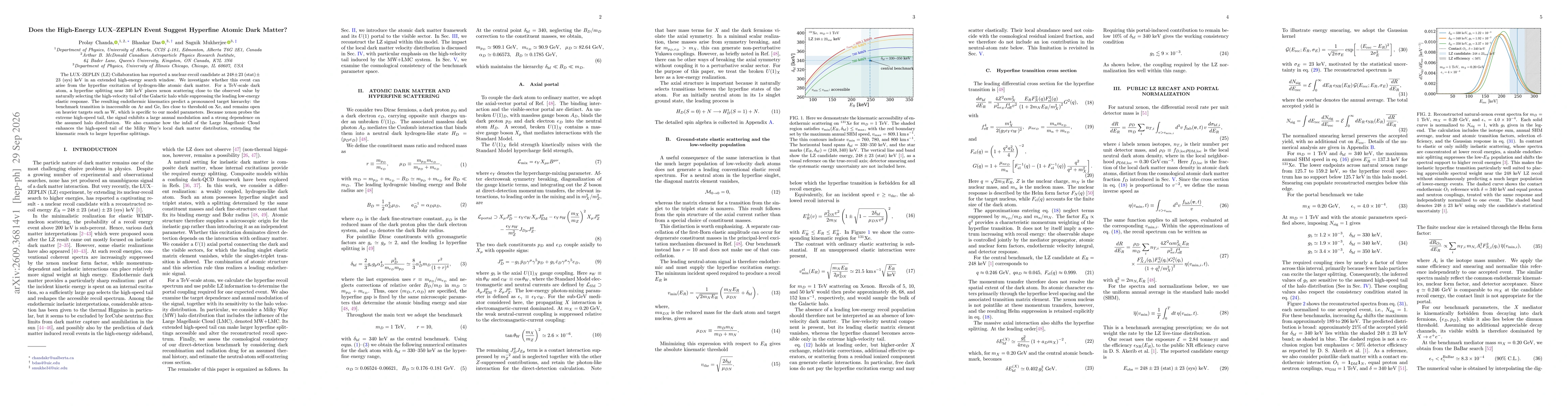 Thumbnail for Does the High-Energy LUX--ZEPLIN Event Suggest Hyperfine Atomic Dark Matter?