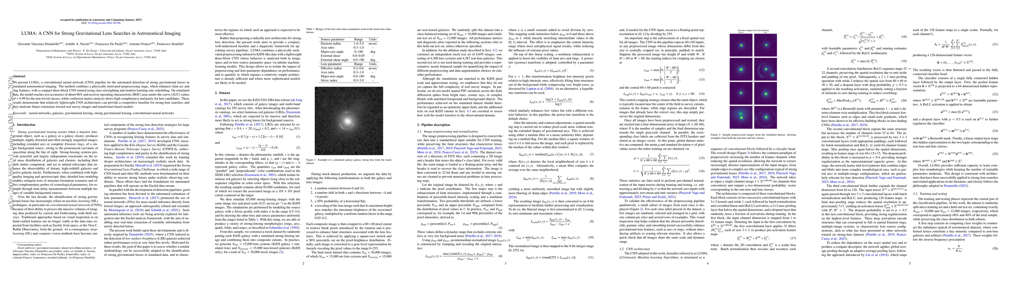 Thumbnail for LUMA: A CNN for Strong Gravitational Lens Searches in Astronomical Imaging