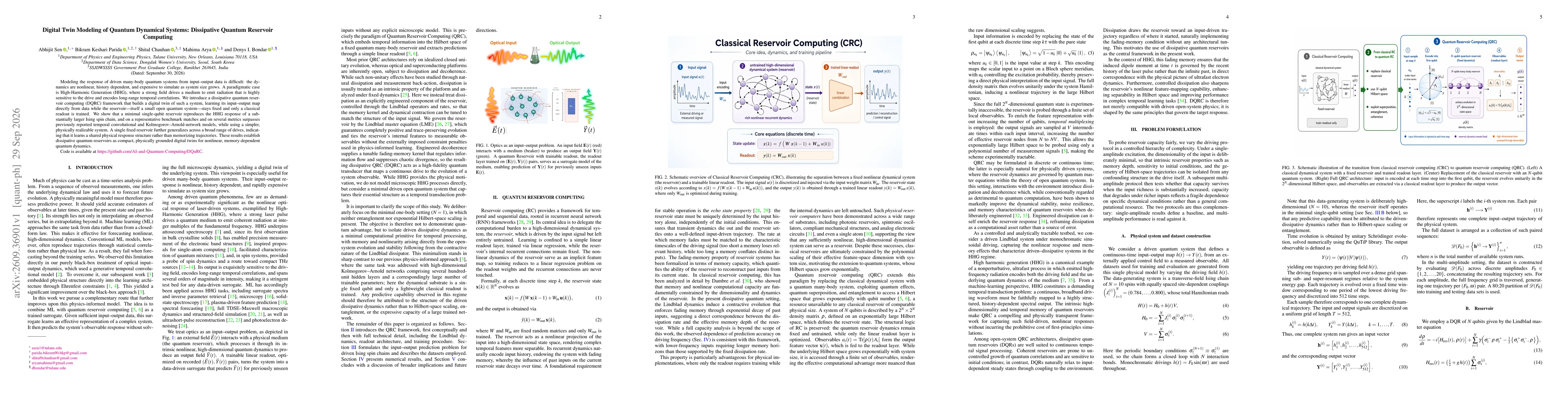 Thumbnail for Digital Twin Modeling of Quantum Dynamical Systems: Dissipative Quantum Reservoir Computing