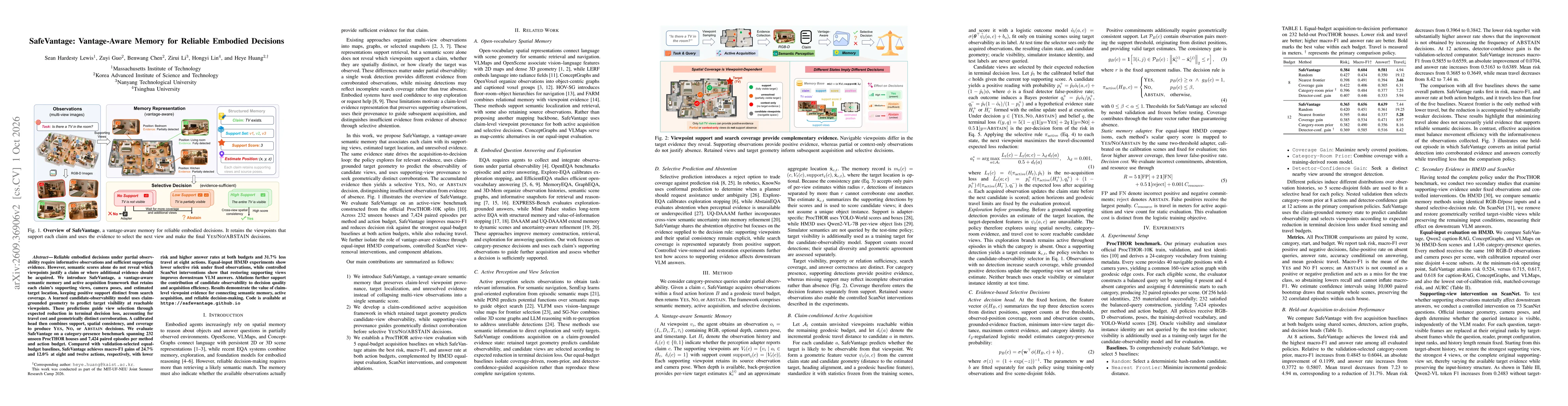 Thumbnail for SafeVantage: Vantage-Aware Memory for Reliable Embodied Decisions