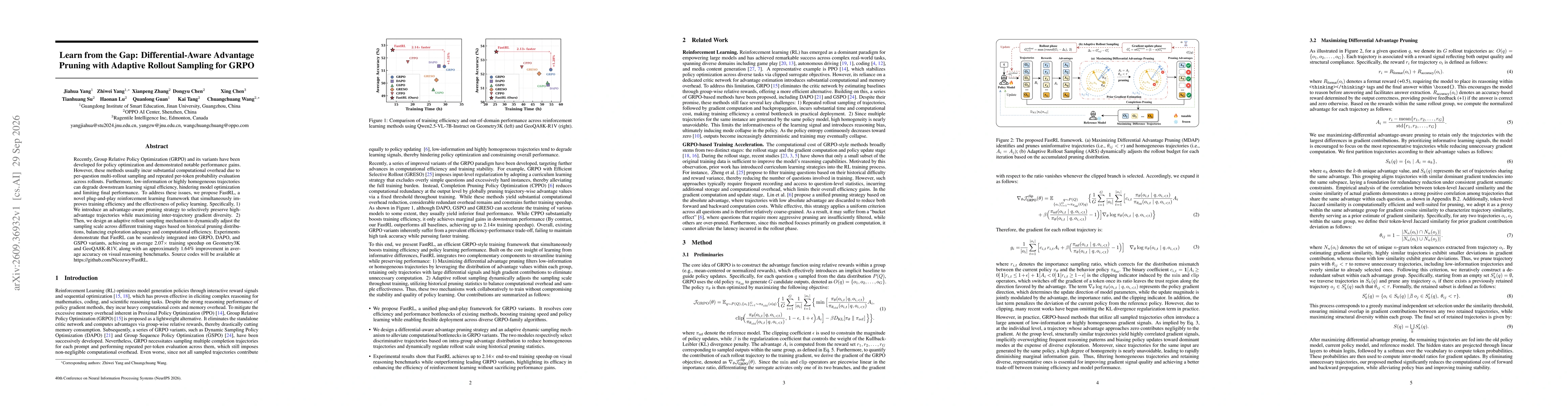 Thumbnail for Learn from the Gap: Differential-Aware Advantage Pruning with Adaptive Rollout Sampling for GRPO