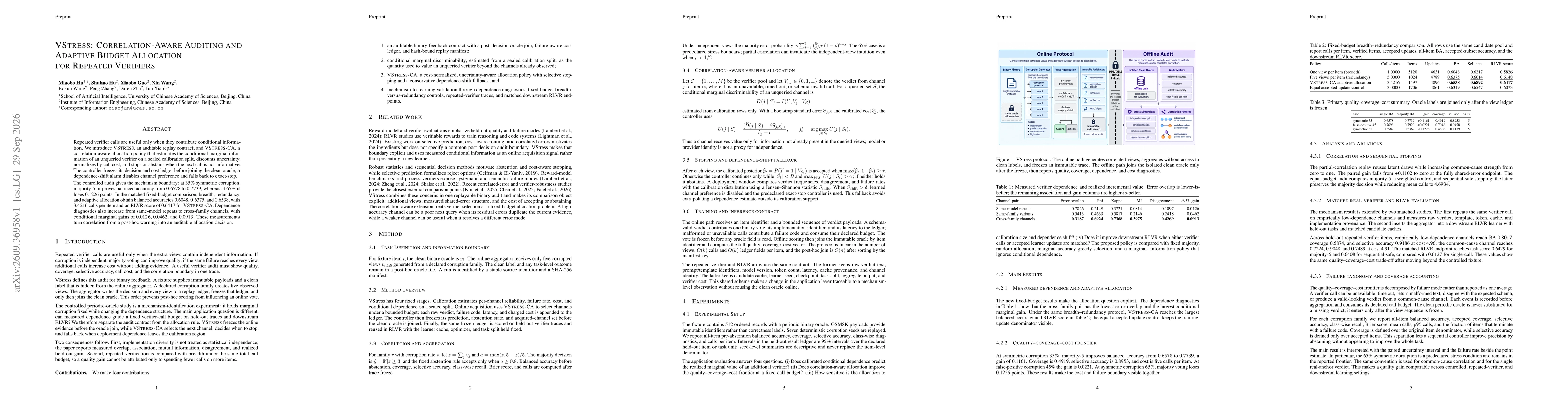 Thumbnail for VStress: Correlation-Aware Auditing and Adaptive Budget Allocation for Repeated Verifiers