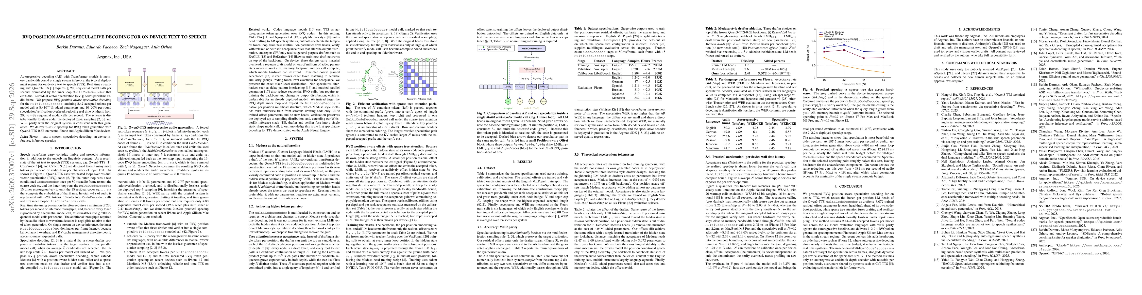 Thumbnail for RVQ Position Aware Speculative Decoding for On Device Text to Speech