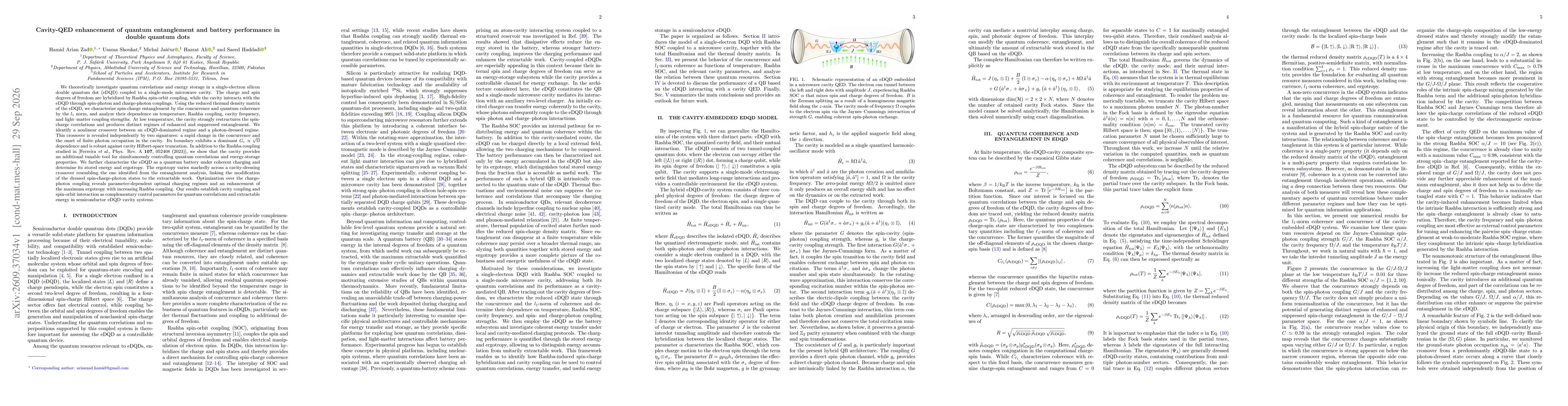 Thumbnail for Cavity-QED enhancement of quantum entanglement and battery performance in double quantum dots