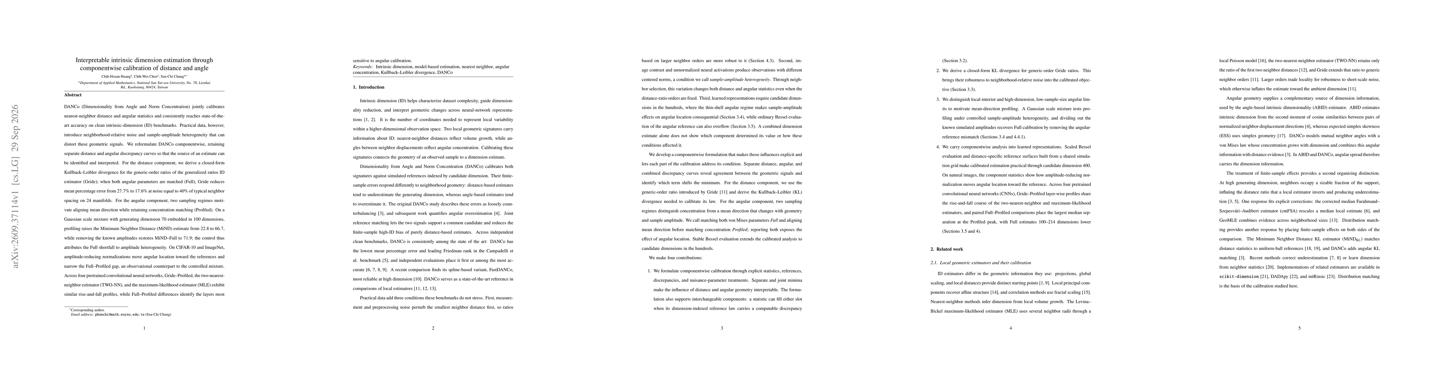 Thumbnail for Interpretable intrinsic dimension estimation through componentwise calibration of distance and angle