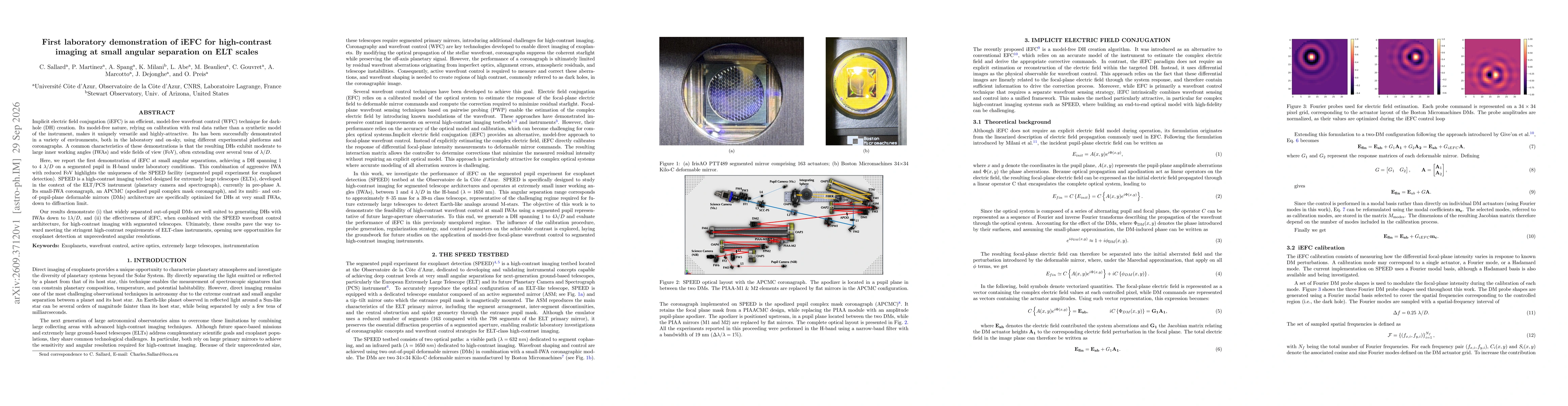 Thumbnail for First laboratory demonstration of iEFC for high-contrast imaging at small angular separation on ELT scales