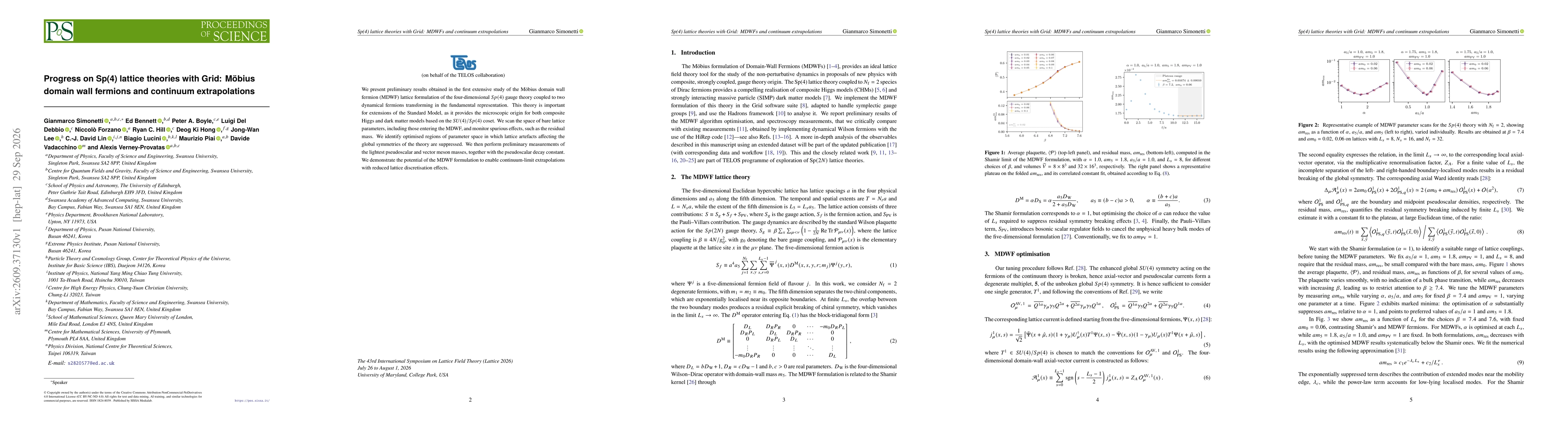 Thumbnail for Progress on $Sp(4)$ lattice theories with Grid: Möbius domain wall fermions and continuum extrapolations