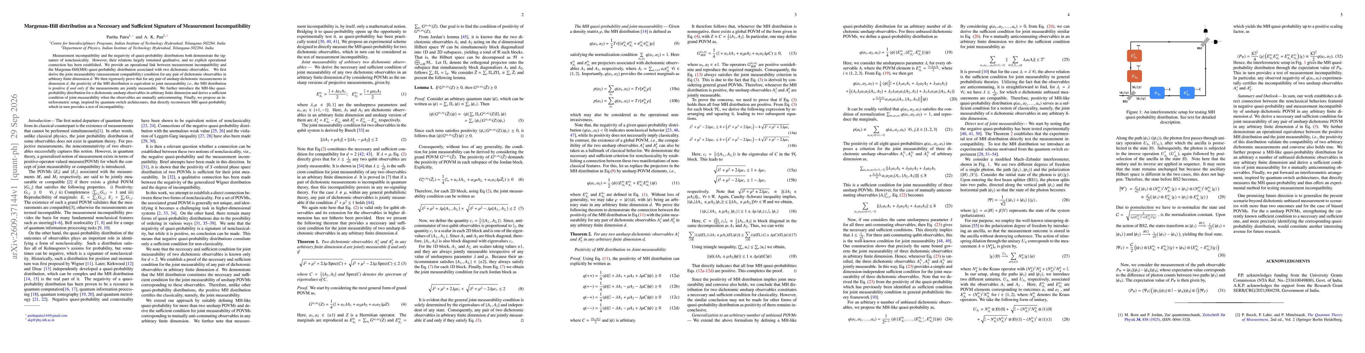 Thumbnail for Margenau-Hill distribution as a Necessary and Sufficient Signature of Measurement Incompatibility