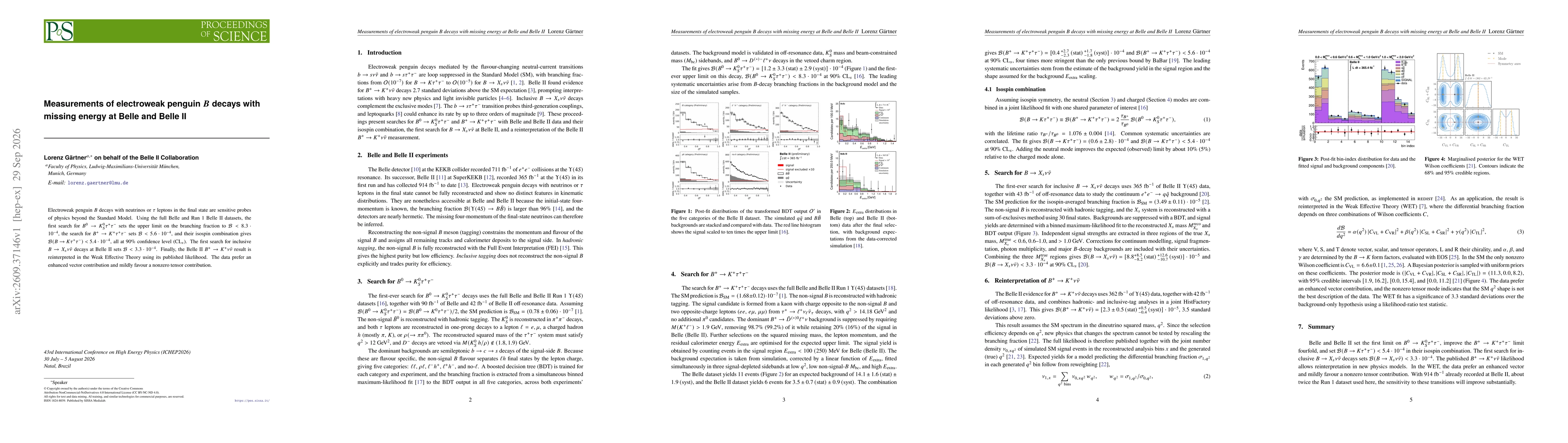 Thumbnail for Measurements of electroweak penguin $B$ decays with missing energy at Belle and Belle II