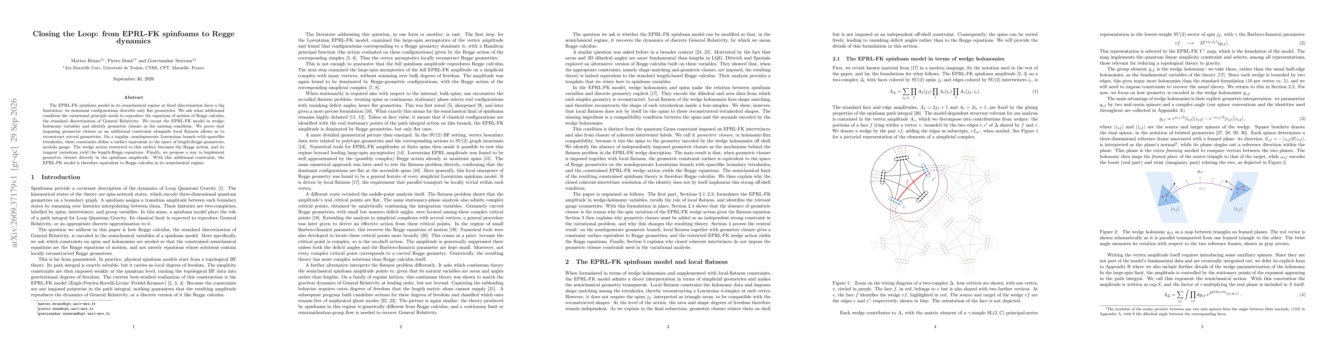 Thumbnail for Closing the Loop: from EPRL-FK spinfoams to Regge dynamics