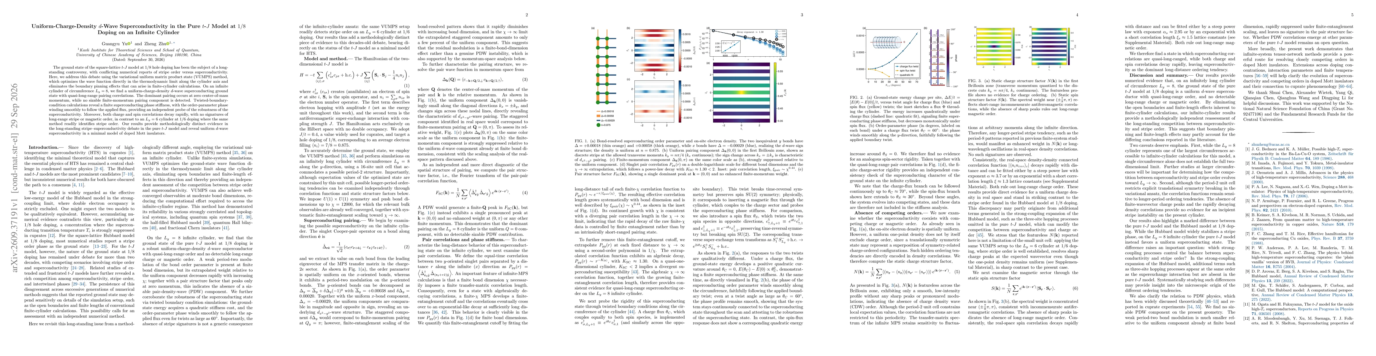 Thumbnail for Uniform-Charge-Density $d$-Wave Superconductivity in the Pure $t$-$J$ Model at $1/8$ Doping on an Infinite Cylinder