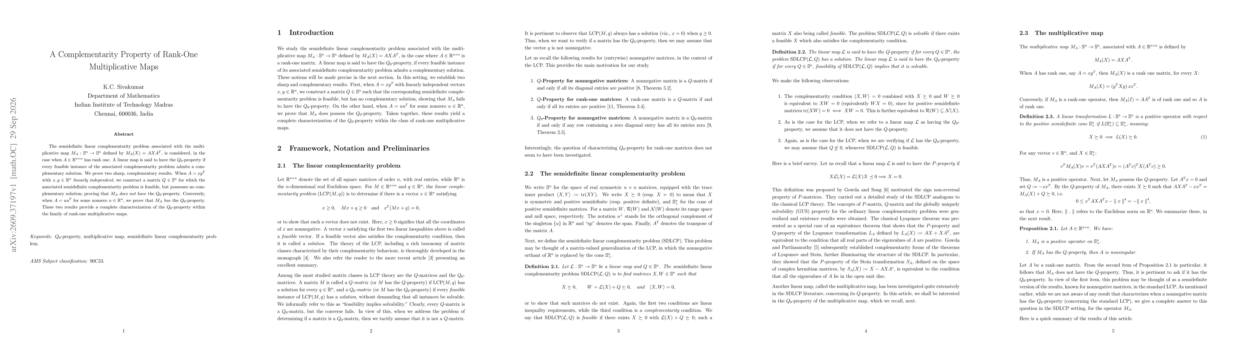 Thumbnail for A Complementarity Property of Rank-One Multiplicative Maps