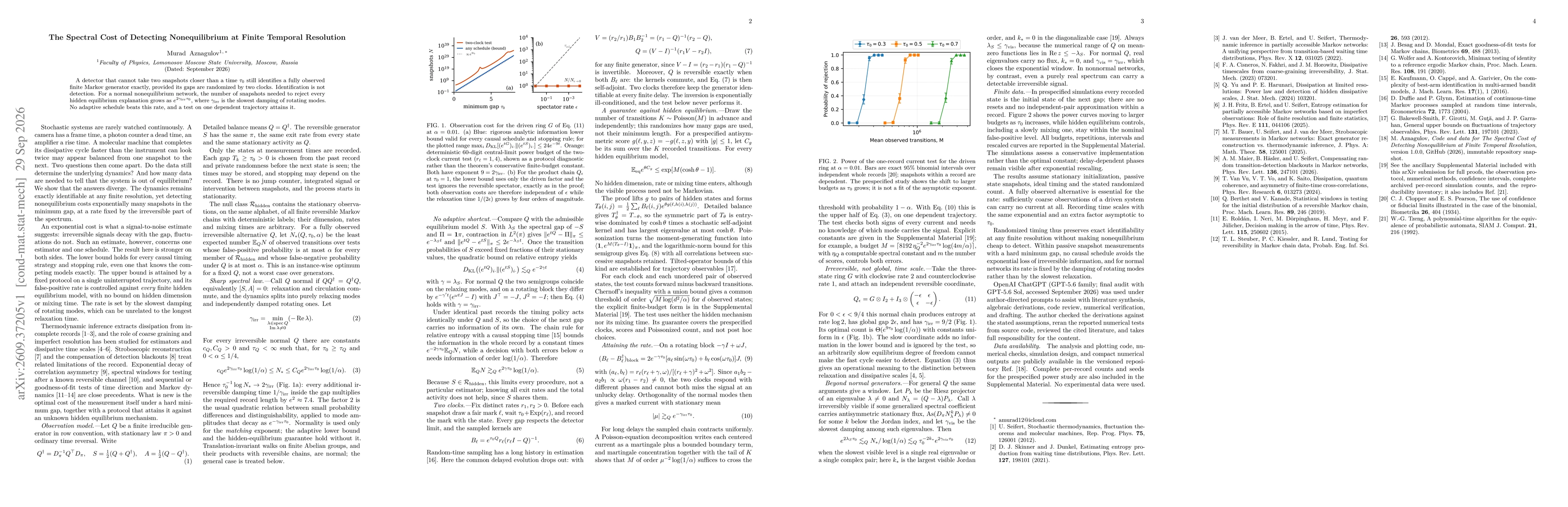 Thumbnail for The Spectral Cost of Detecting Nonequilibrium at Finite Temporal Resolution