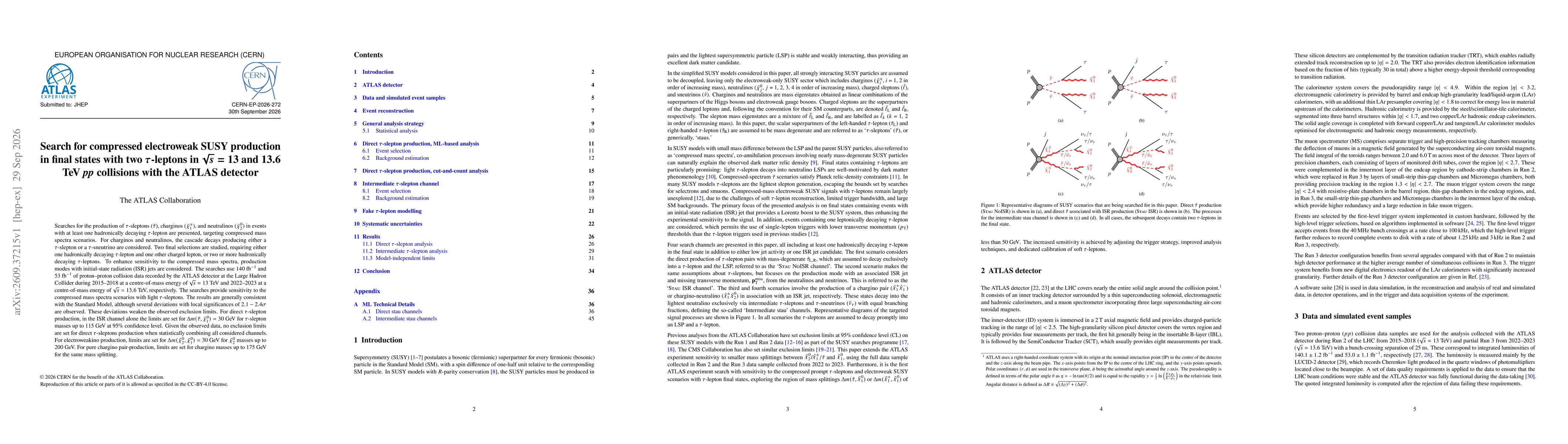 Thumbnail for Search for compressed electroweak SUSY production in final states with two $τ$-leptons in $\sqrt{s} = 13$ and $13.6$ TeV $pp$ collisions with the ATLAS detector