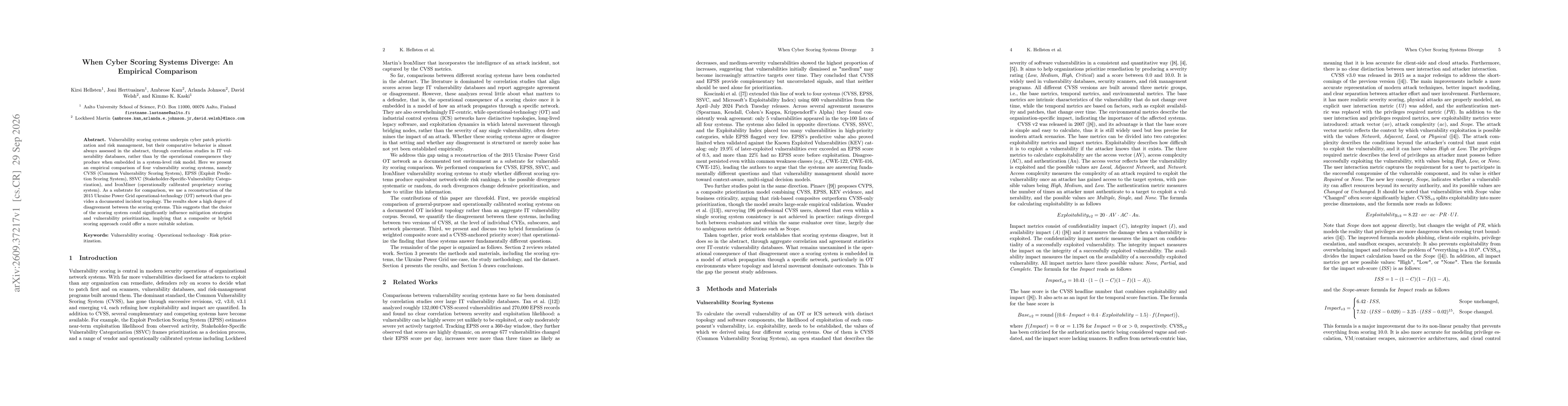 Thumbnail for When Cyber Scoring Systems Diverge: An Empirical Comparison