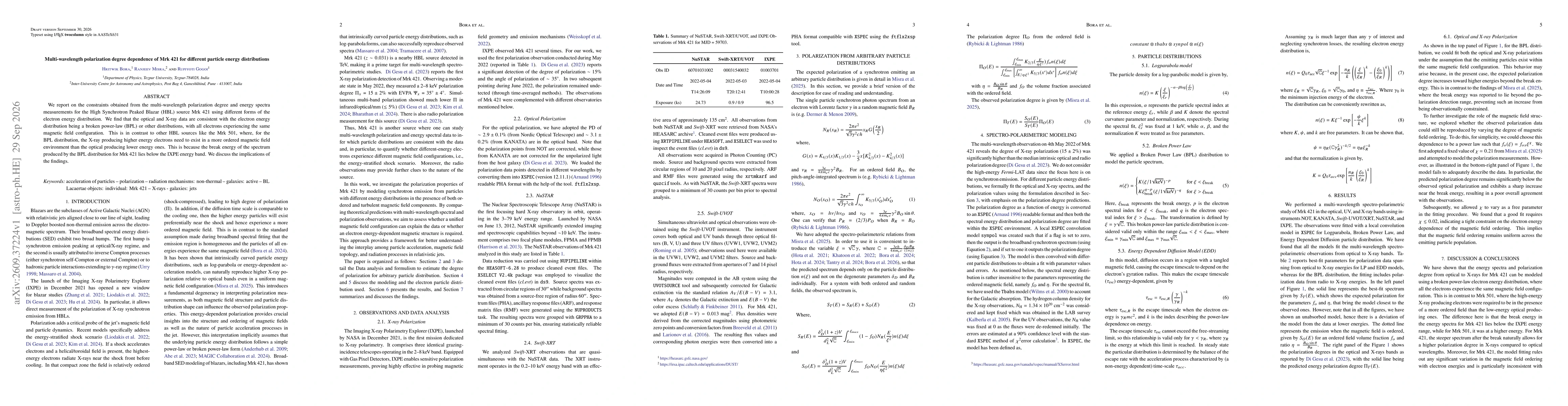 Thumbnail for Multi-wavelength polarization degree dependence of Mrk 421 for different particle energy distributions