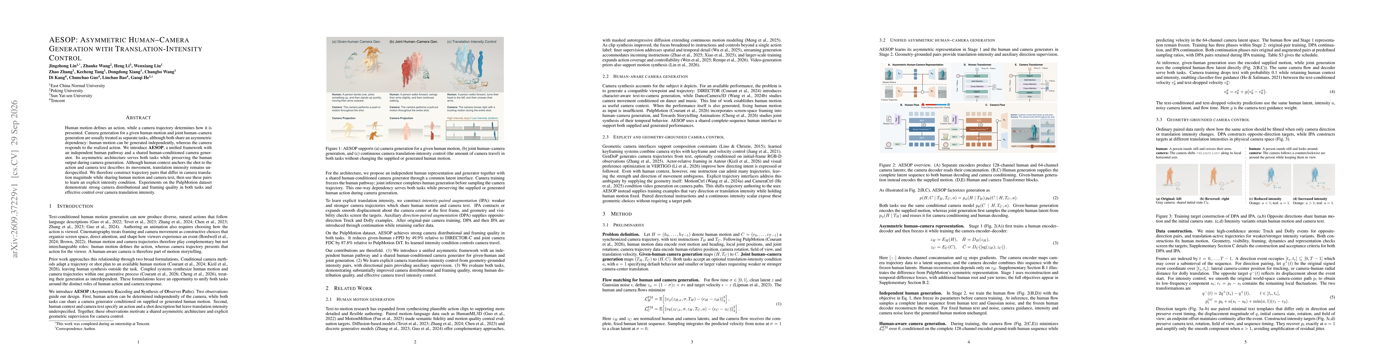 Thumbnail for AESOP: Asymmetric Human-Camera Generation with Translation-Intensity Control