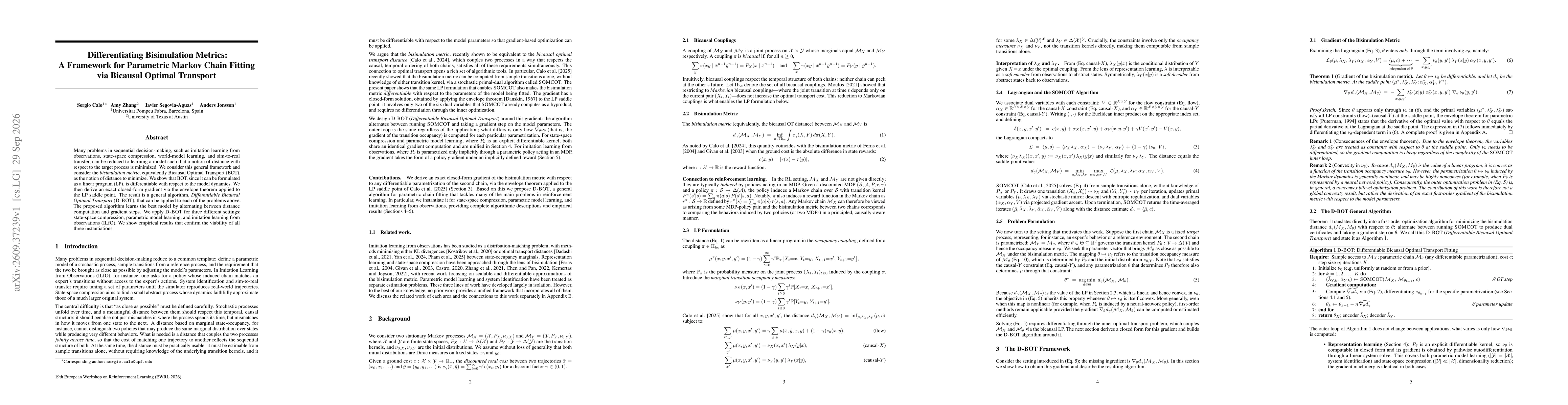 Thumbnail for Differentiating Bisimulation Metrics: A Framework for Parametric Markov Chain Fitting via Bicausal Optimal Transport