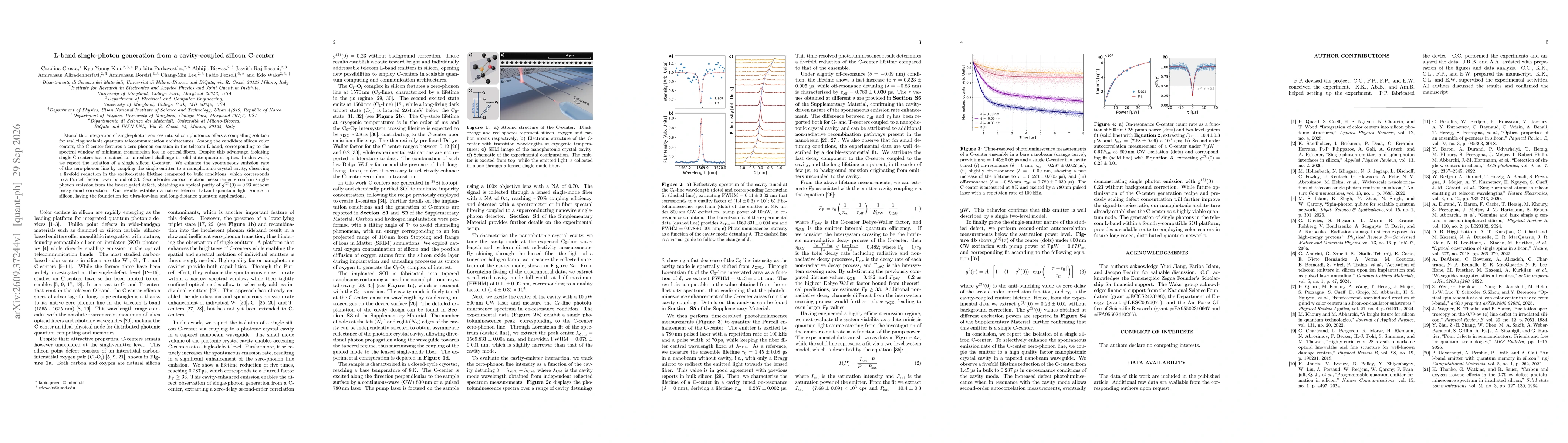 Thumbnail for L-band single-photon generation from a cavity-coupled silicon C-center