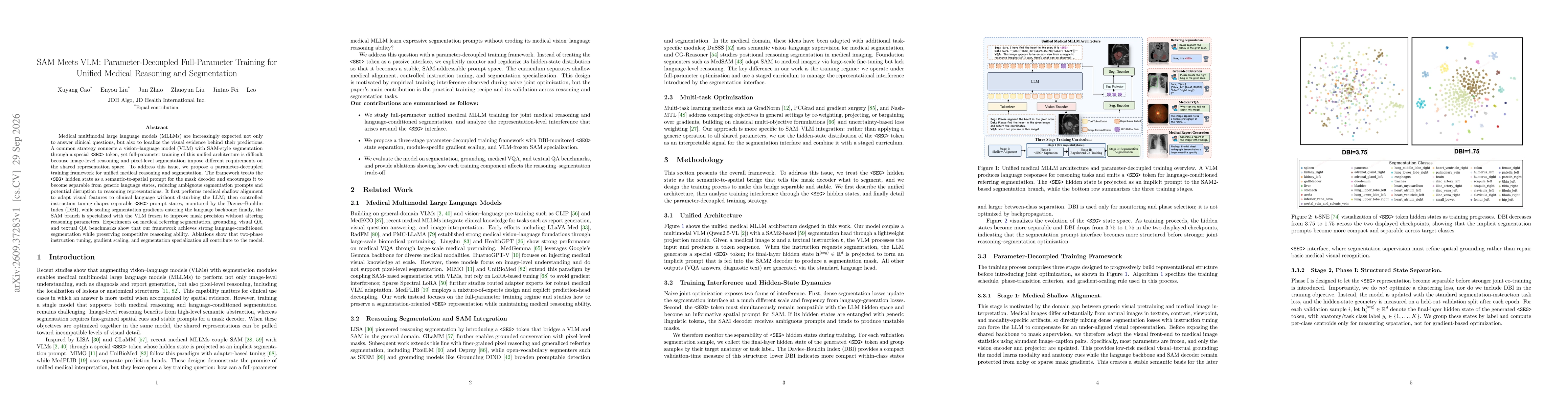 Thumbnail for SAM Meets VLM: Parameter-Decoupled Full-Parameter Training for Unified Medical Reasoning and Segmentation