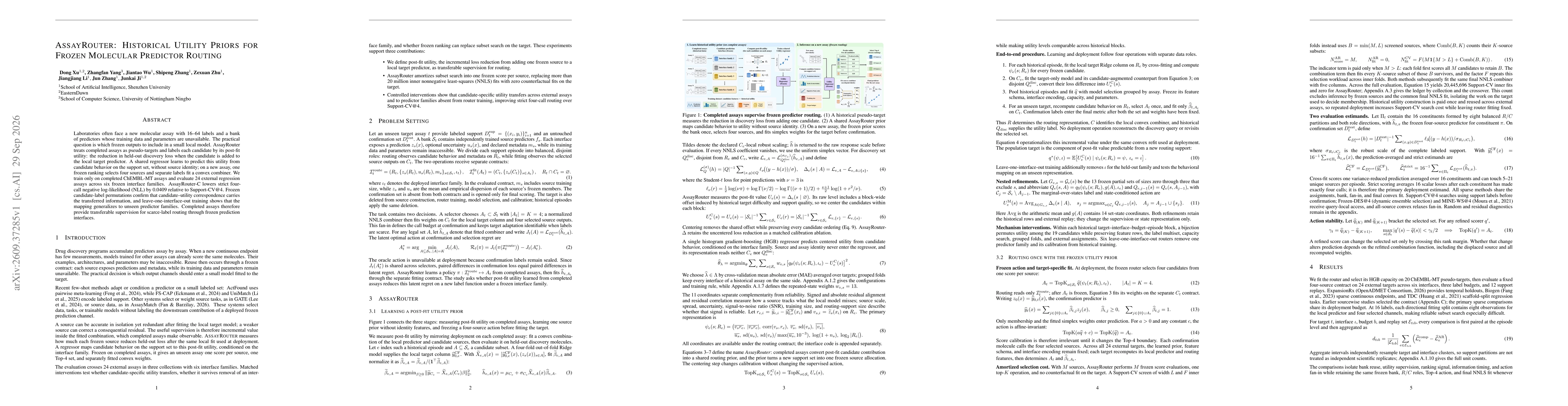 Thumbnail for AssayRouter: Historical Utility Priors for Frozen Molecular Predictor Routing