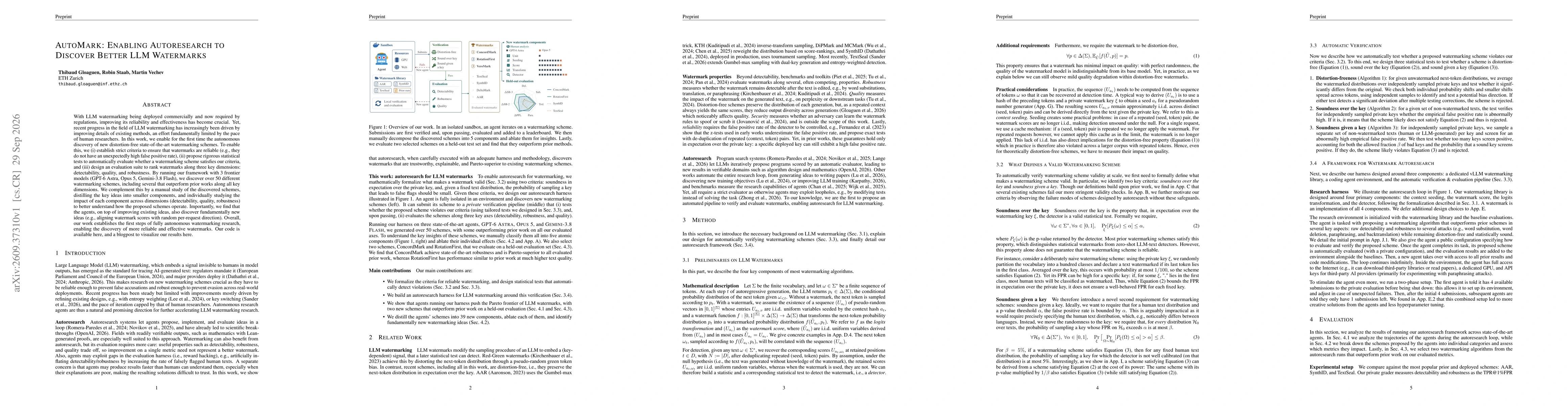 Thumbnail for AutoMark: Enabling Autoresearch to Discover Better LLM Watermarks