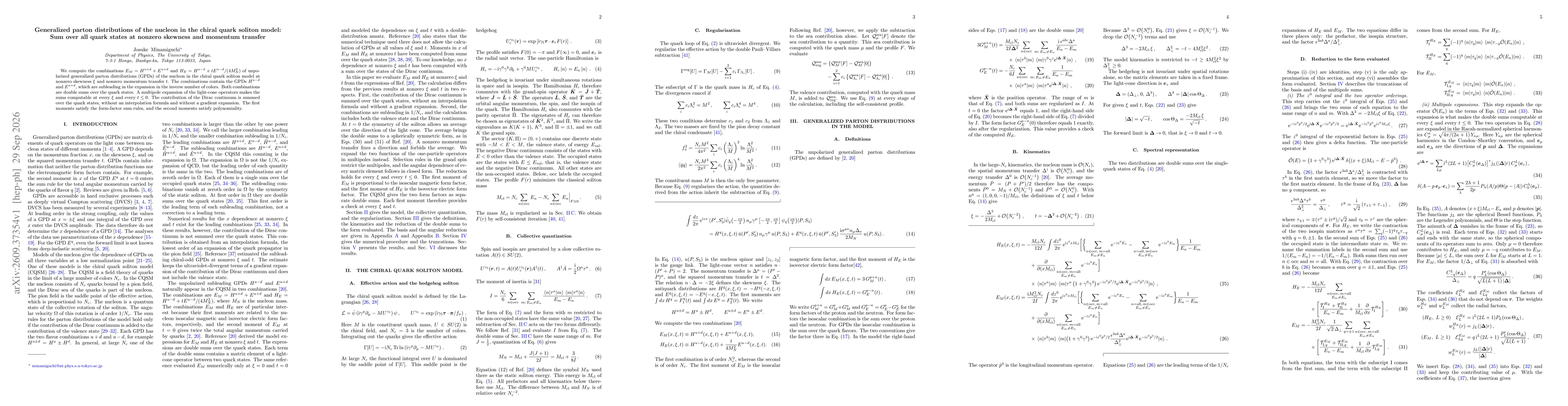 Thumbnail for Generalized parton distributions of the nucleon in the chiral quark soliton model: Sum over all quark states at nonzero skewness and momentum transfer