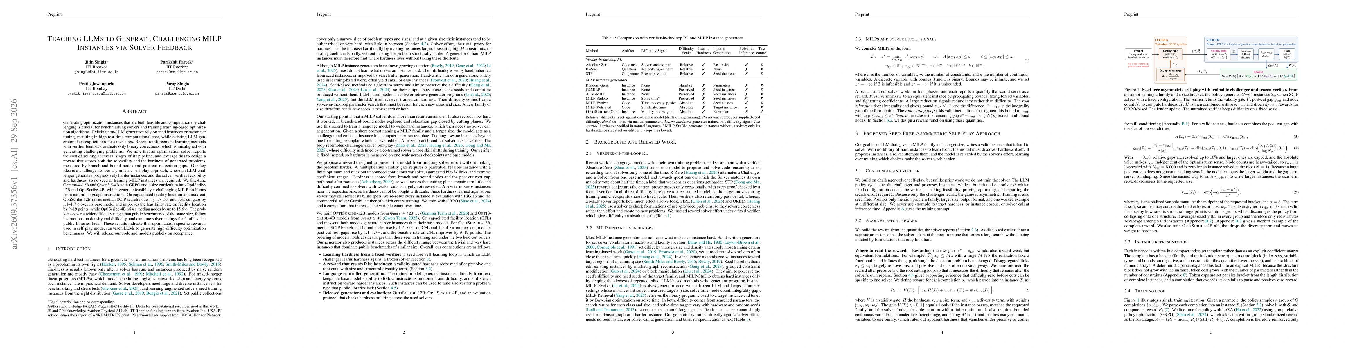 Thumbnail for Teaching LLMs to Generate Challenging MILP Instances via Solver Feedback