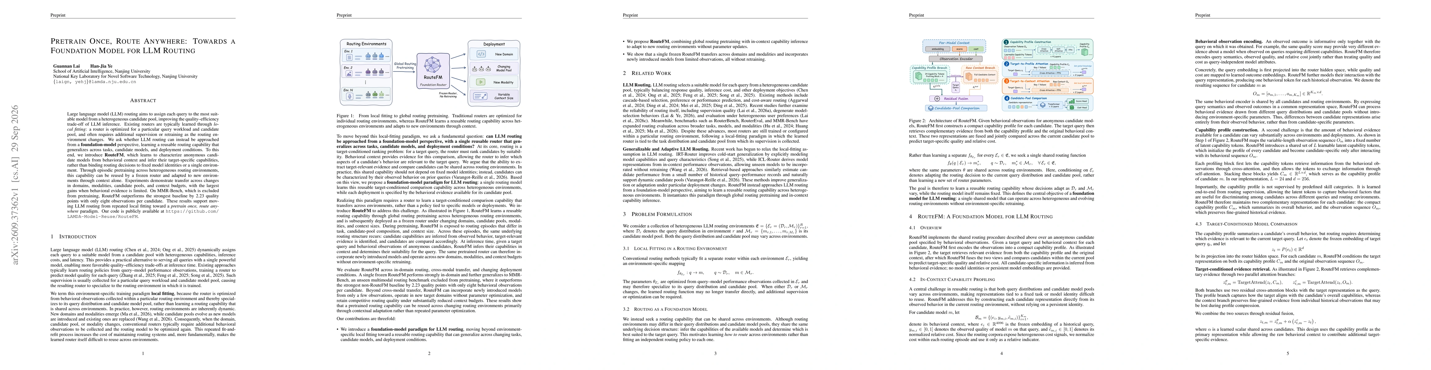 Thumbnail for Pretrain Once, Route Anywhere: Towards a Foundation Model for LLM Routing
