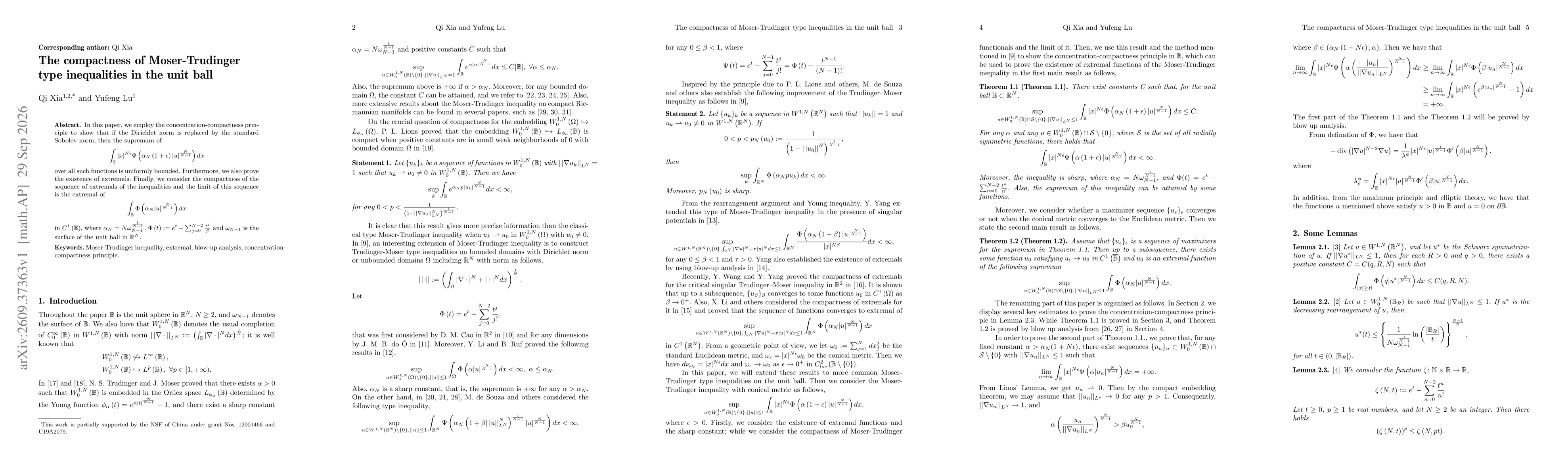 Thumbnail for The compactness of Moser-Trudinger type inequalities in the unit ball