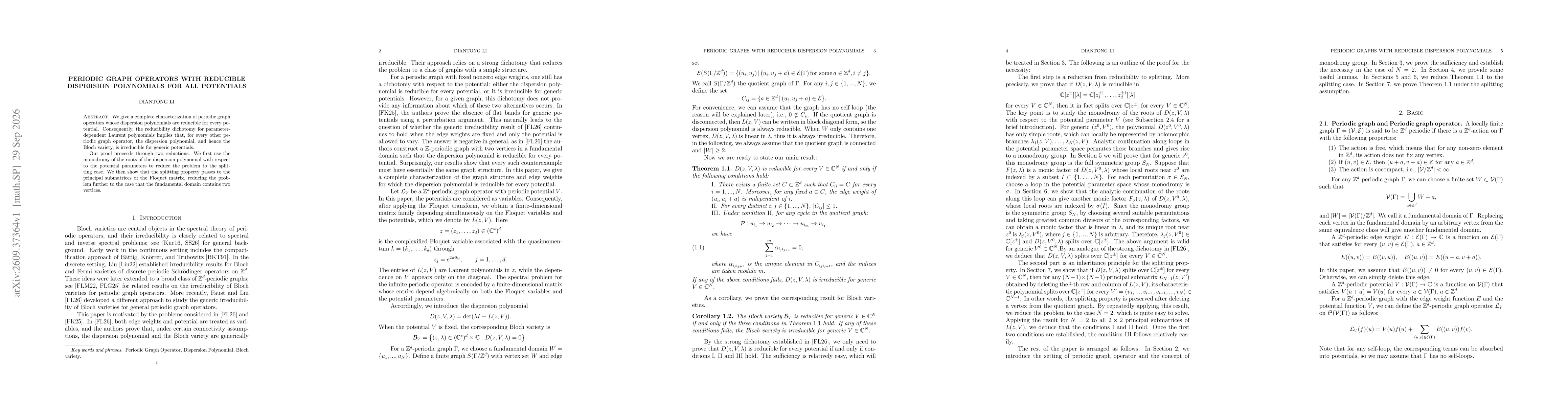 Thumbnail for Periodic graph operators with reducible dispersion polynomials for all potentials