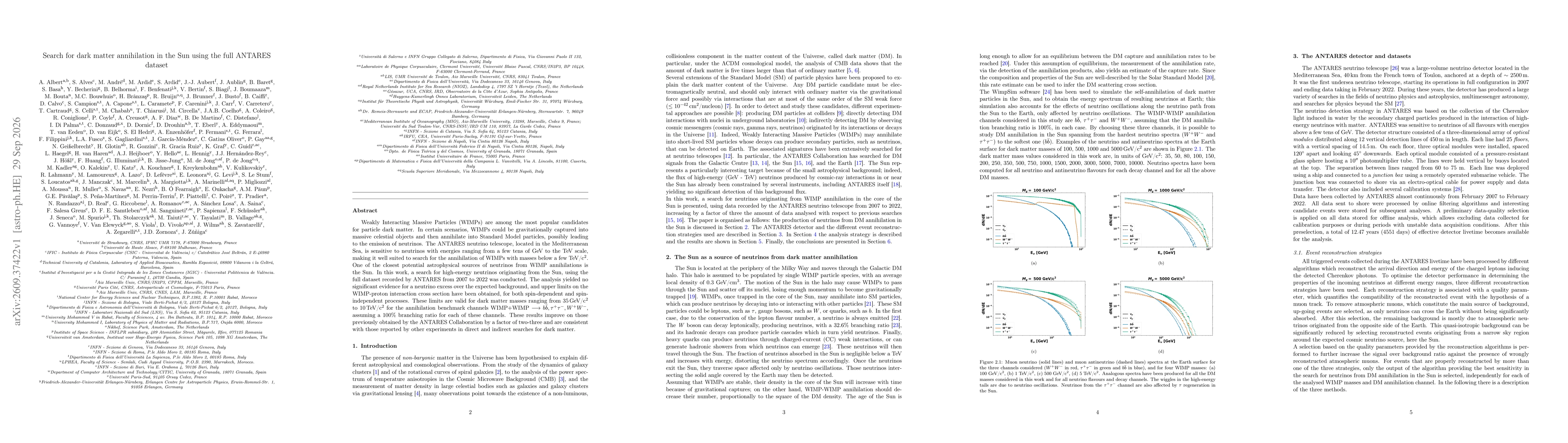 Thumbnail for Search for dark matter annihilation in the Sun using the full ANTARES dataset