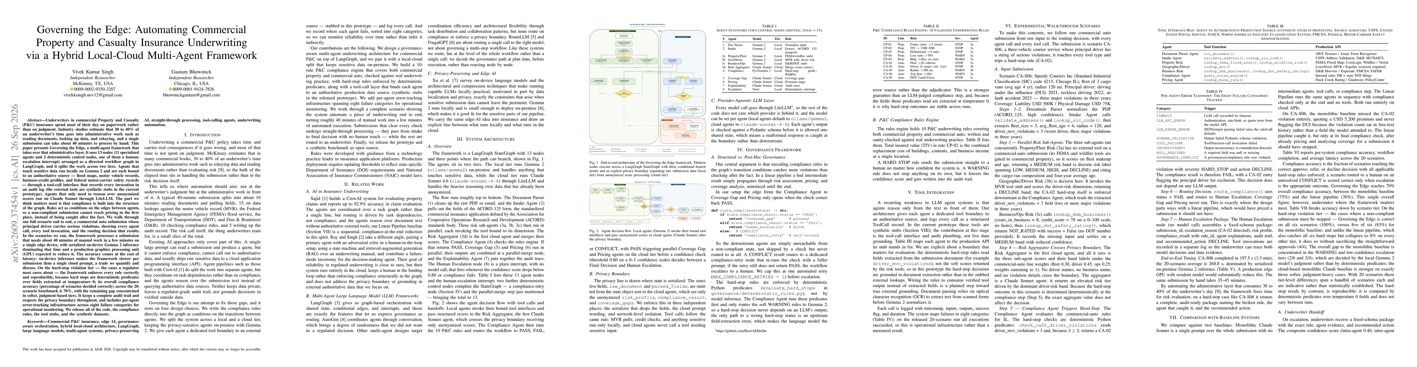 Thumbnail for Governing the Edge: Automating Commercial Property and Casualty Insurance Underwriting via a Hybrid Local-Cloud Multi-Agent Framework