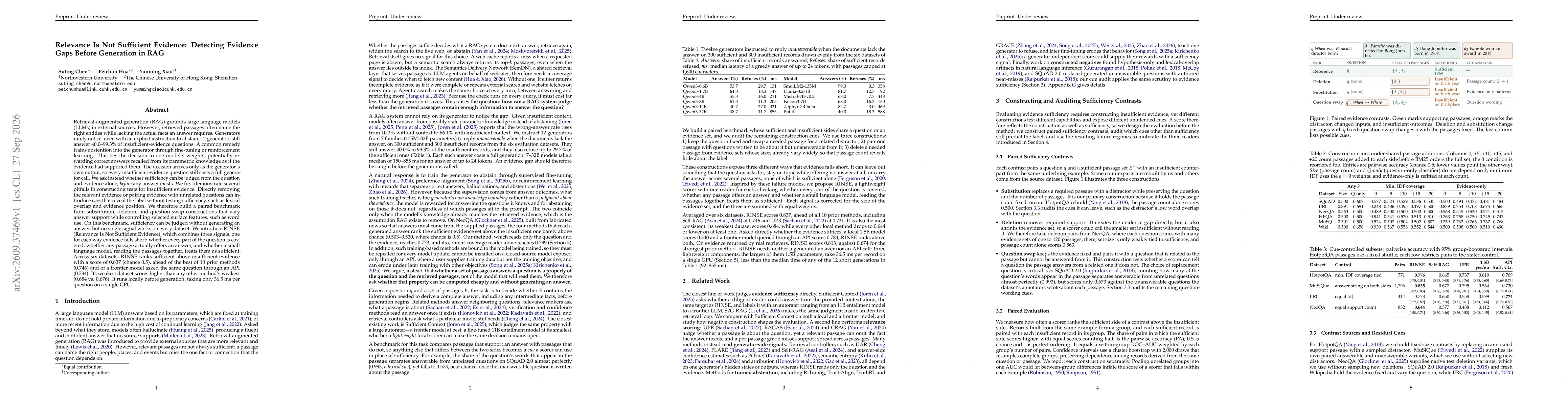 Thumbnail for Relevance Is Not Sufficient Evidence: Detecting Evidence Gaps Before Generation in RAG