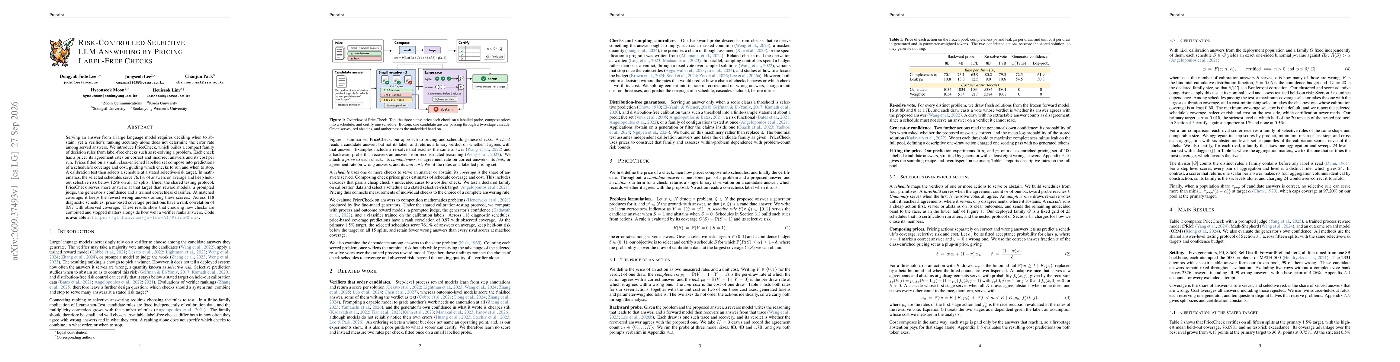 Thumbnail for Risk-Controlled Selective LLM Answering by Pricing Label-Free Checks