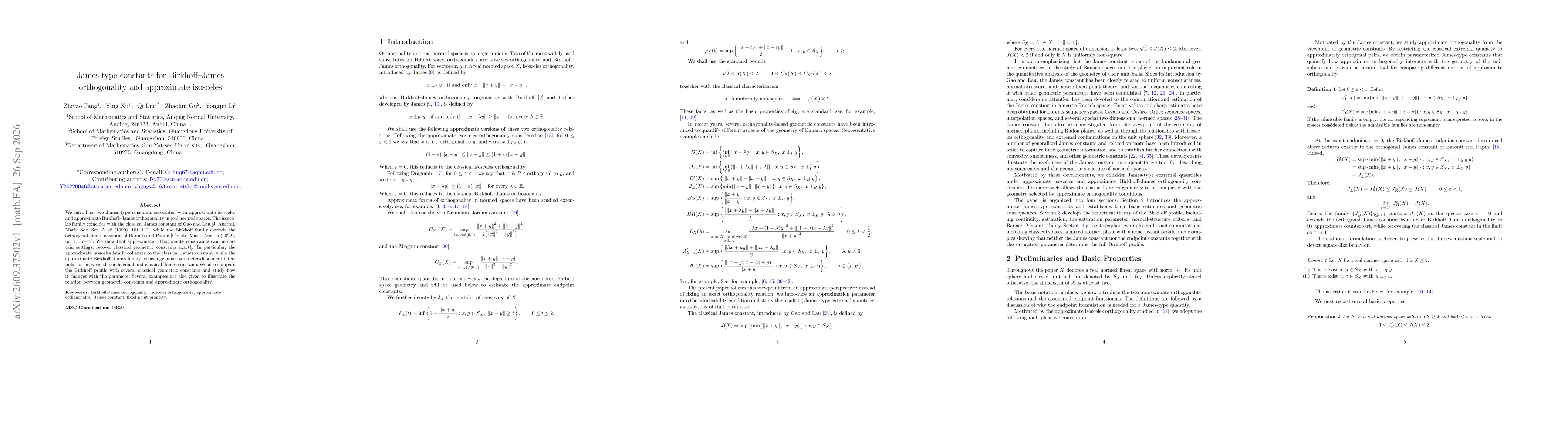 Thumbnail for James-type constants for Birkhoff--James orthogonality and approximate isosceles