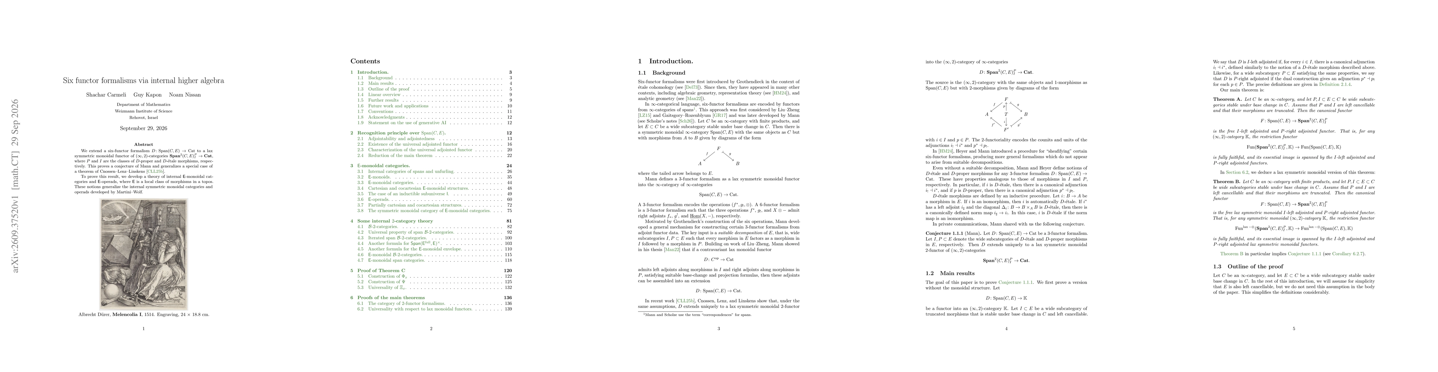 Thumbnail for Six functor formalisms via internal higher algebra