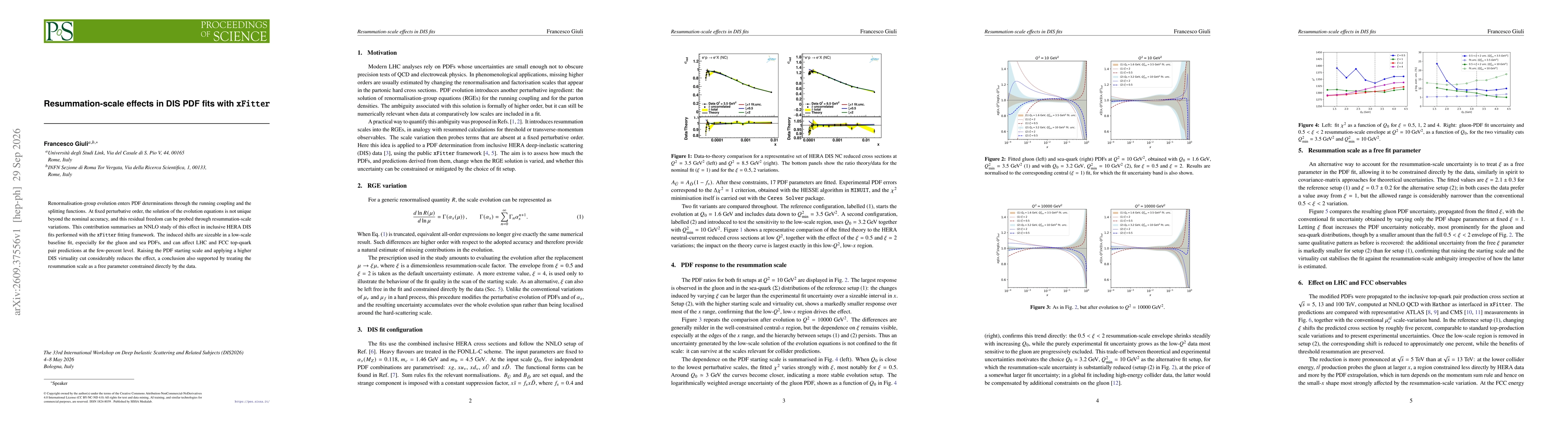 Thumbnail for Resummation-scale effects in DIS PDF fits with xFitter