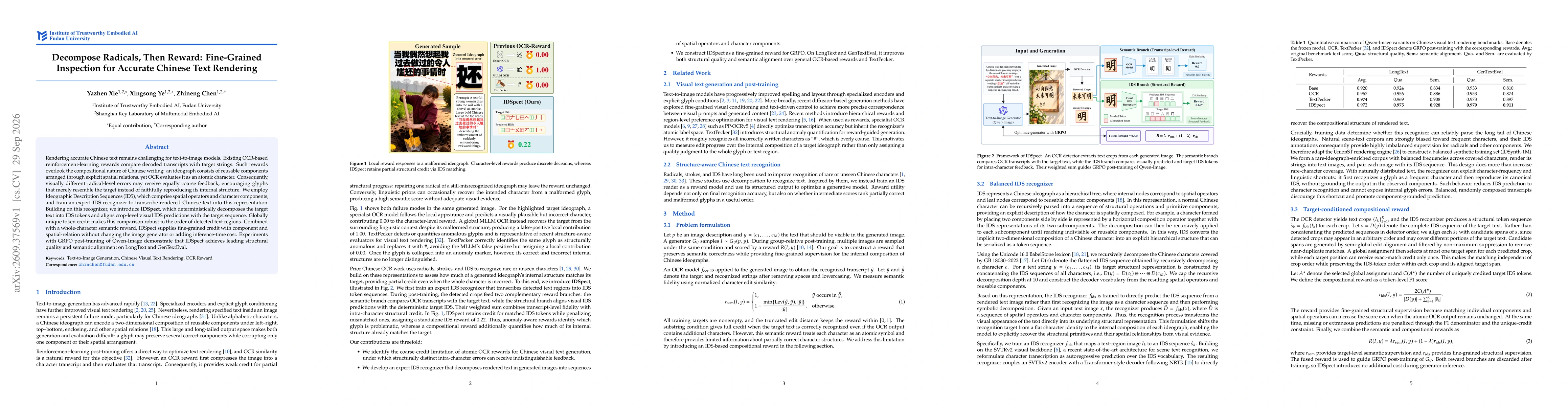 Thumbnail for Decompose Radicals, Then Reward: Fine-Grained Inspection for Accurate Chinese Text Rendering