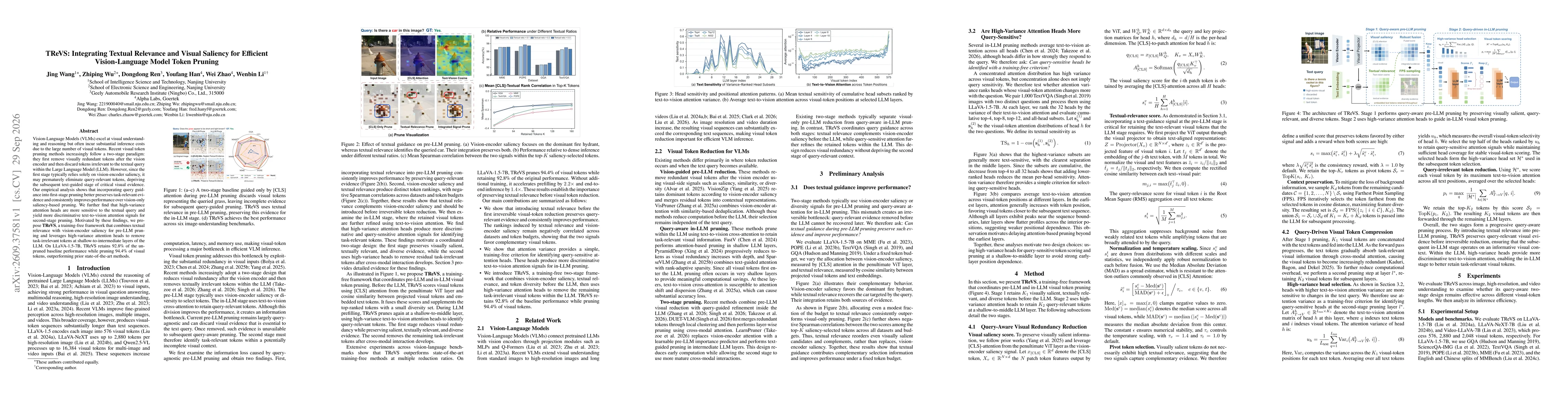 Thumbnail for TReVS: Integrating Textual Relevance and Visual Saliency for Efficient Vision-Language Model Token Pruning