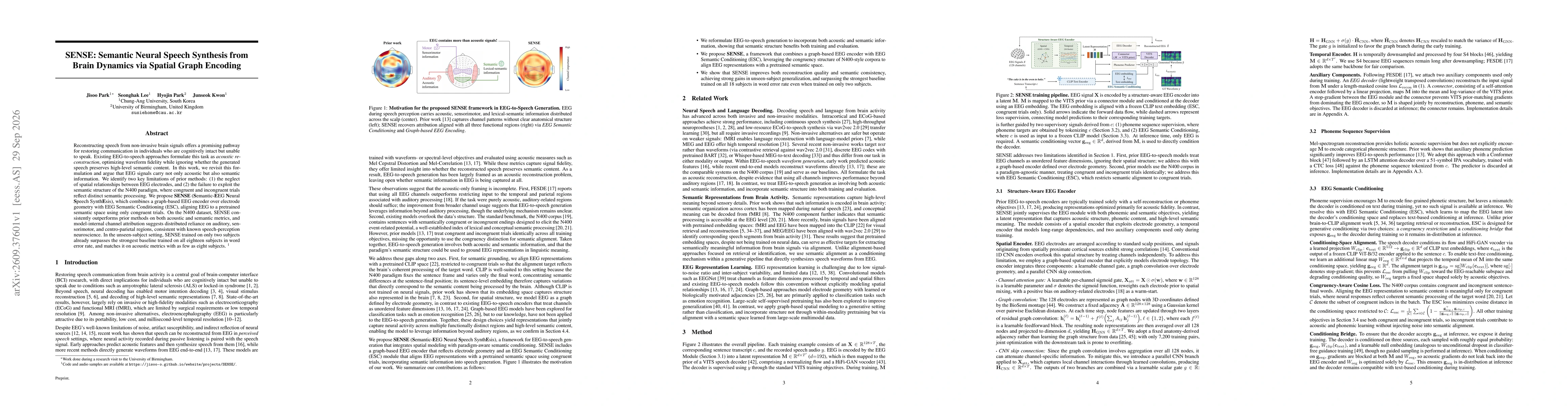 Thumbnail for SENSE: Semantic Neural Speech Synthesis from Brain Dynamics via Spatial Graph Encoding