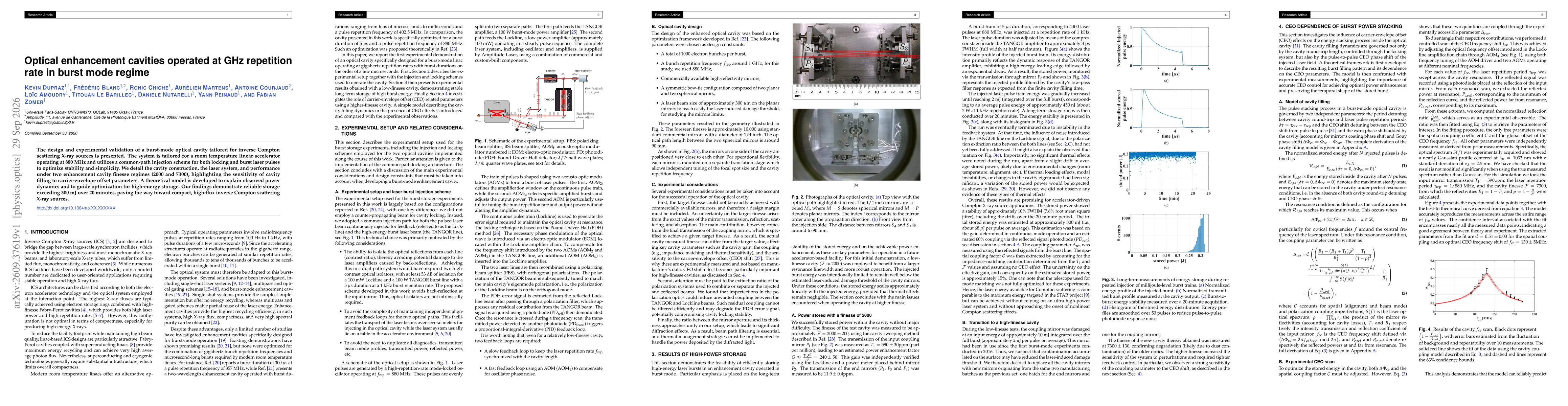 Thumbnail for Optical enhancement cavities operated at GHz repetition rate in burst mode regime