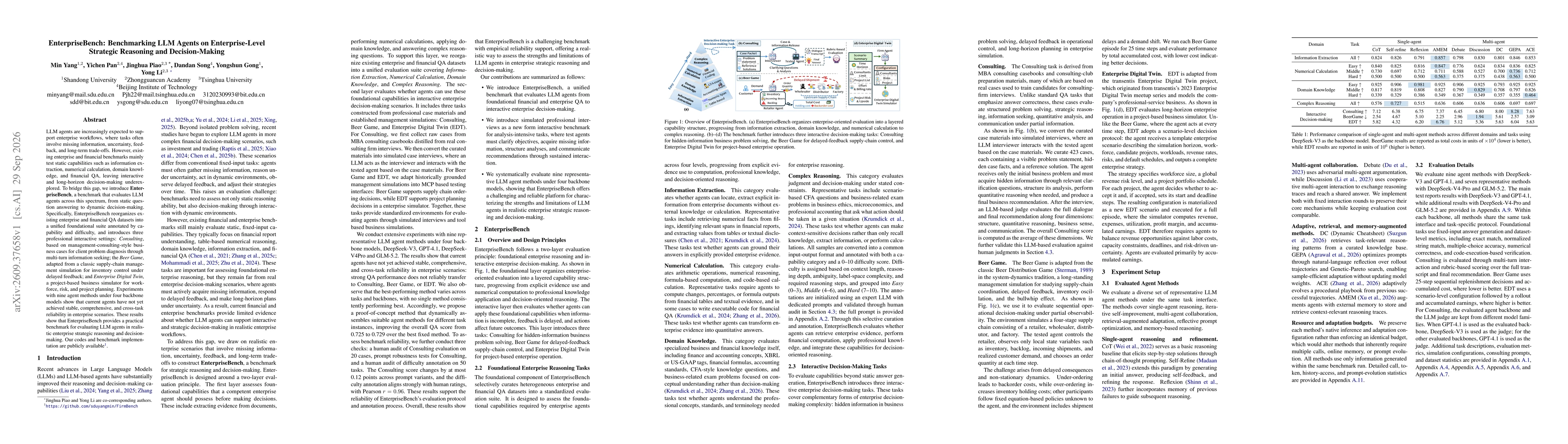 Thumbnail for EnterpriseBench: Benchmarking LLM Agents on Enterprise-Level Strategic Reasoning and Decision-Making