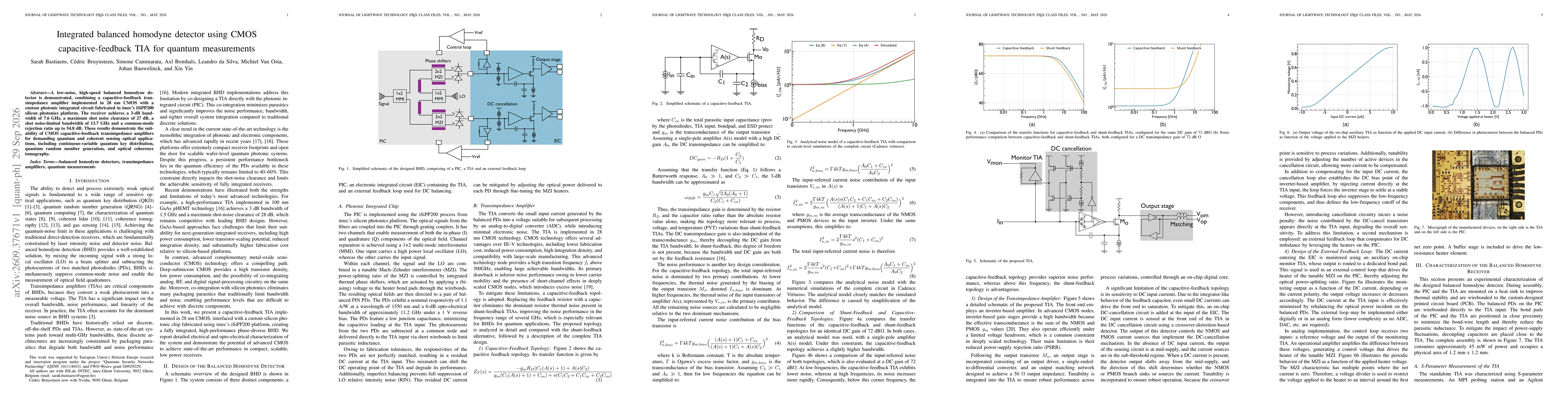 Thumbnail for Integrated balanced homodyne detector using CMOS capacitive-feedback TIA for quantum measurements