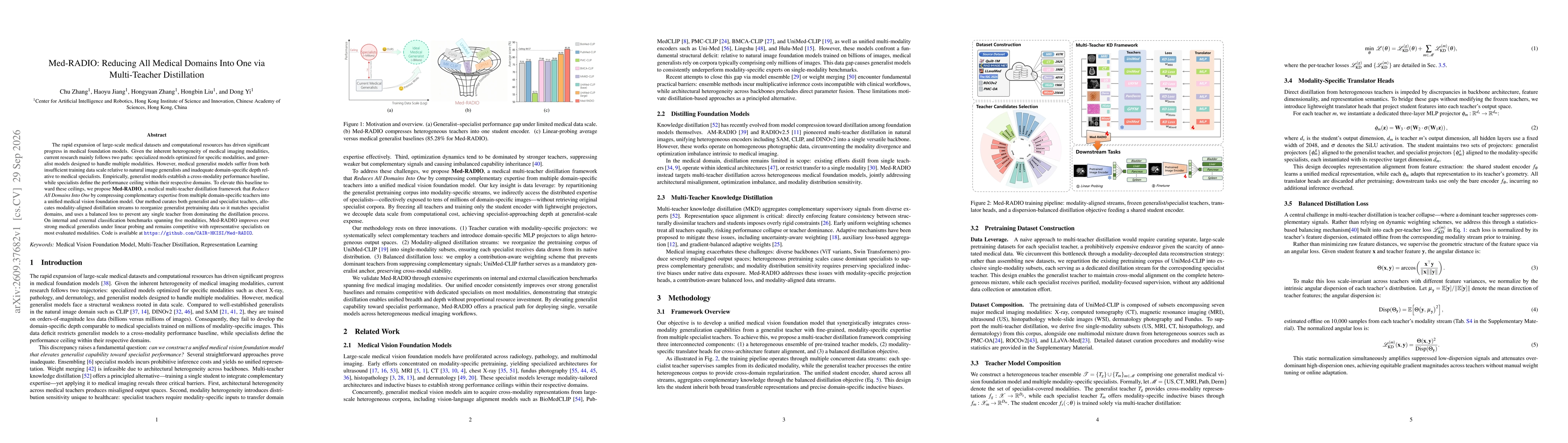 Thumbnail for Med-RADIO: Reducing All Medical Domains Into One via Multi-Teacher Distillation
