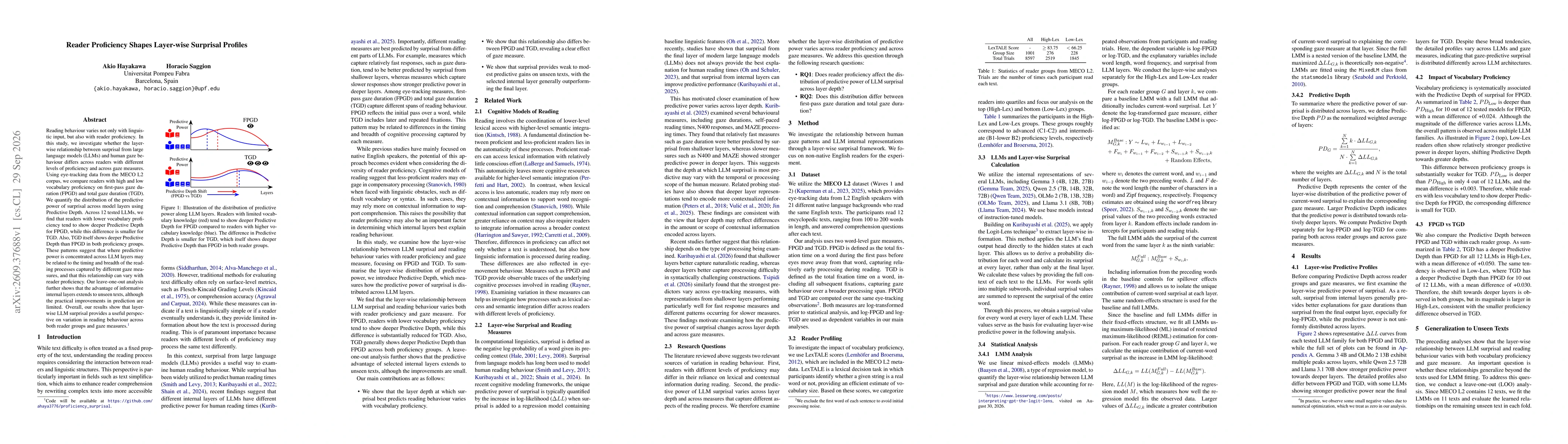 Thumbnail for Reader Proficiency Shapes Layer-wise Surprisal Profiles
