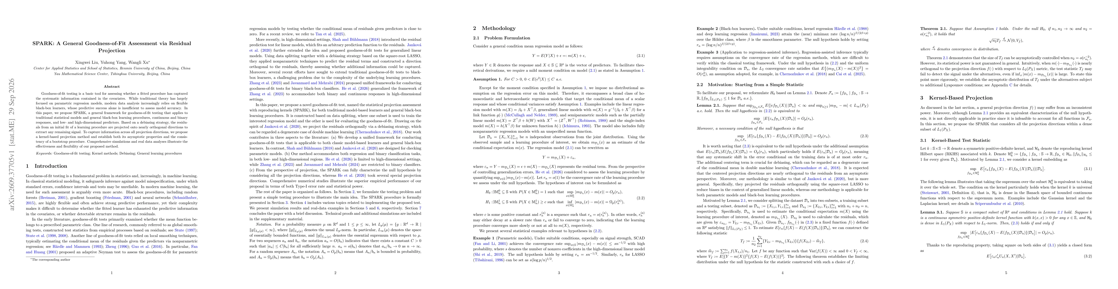 Thumbnail for SPARK: A General Goodness-of-Fit Assessment via Residual Projection